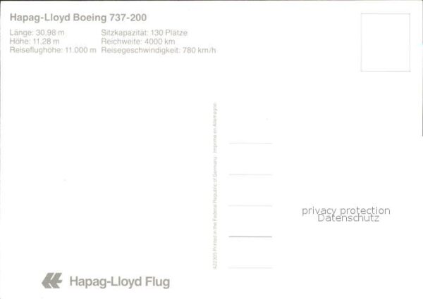 Flugzeuge Zivil Hapag-Lloyd Boeing 737-200 D-AHLD – Bild 2