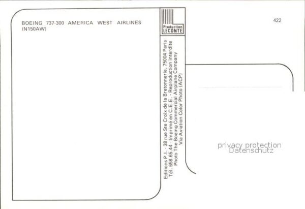 Flugzeuge Zivil America West Airlines Boeing 737-300 N1 – Bild 2
