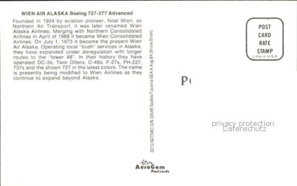 Flugzeuge Zivil Wien Air Alaska Boeing 727-277 Advanced – Bild 2