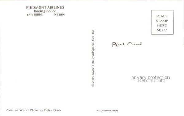 Flugzeuge Zivil Piedmont Airlines Boeing 727-51 c/n 188 – Bild 2