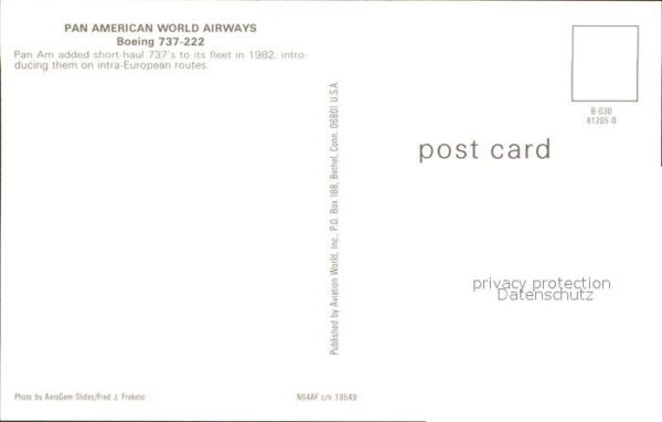 Flugzeuge Zivil Pan American World Airways Boeing 737-2 – Bild 2