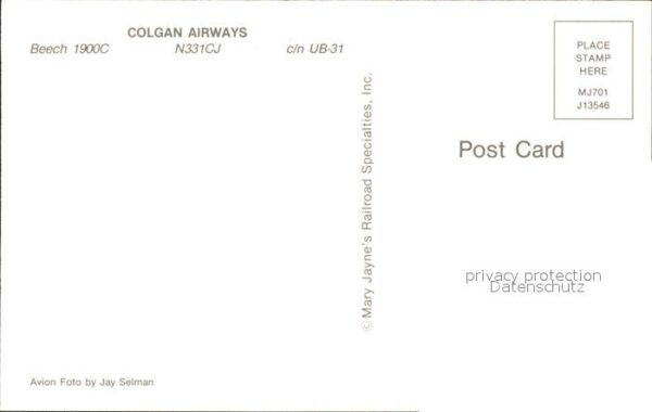 Flugzeuge Zivil Colgan Airways Beech 1900C N331CJ c/n U – Bild 2