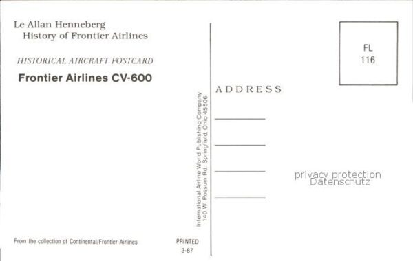 Flugzeuge Zivil Frontier Airlines CV-600 – Bild 2