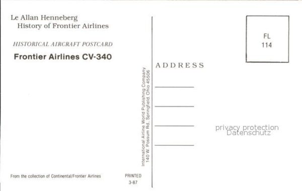 Flugzeuge Zivil Frontier Airlines CV-340 Sunliner Navaj – Bild 2