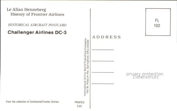 Flugzeuge Zivil Frontier Airlines Challenger Airlines D – Bild 2