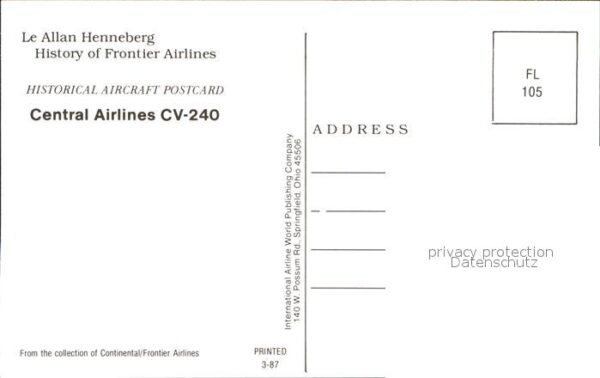 Flugzeuge Zivil Fly Central Airlines CV-240 – Bild 2