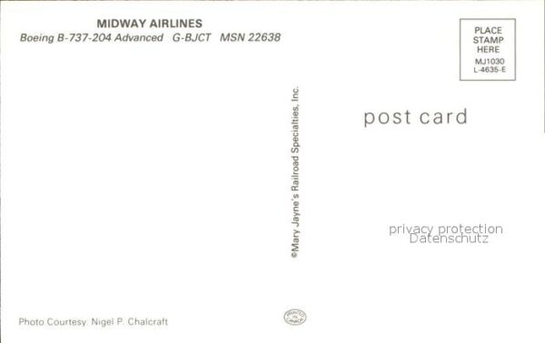 Flugzeuge Zivil Midway Airlines Boeing B-737-204 Advanc – Bild 2