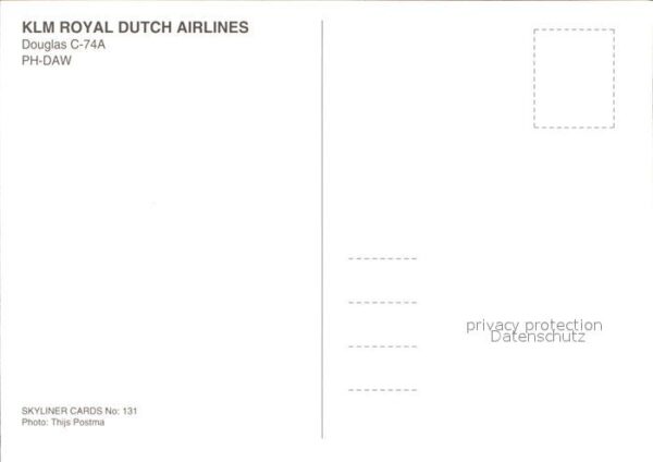 Flugzeuge Zivil KLM Royal Dutch Airlines Douglas C 74A – Bild 2