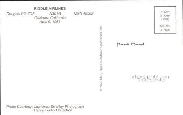 Flugzeuge Zivil Riddle Airlines Douglas DC-7CF N301G MS – Bild 2