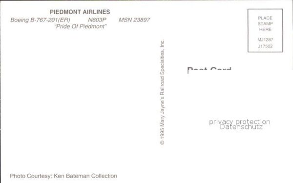 Flugzeuge Zivil Piedmont Airlines Boeing B-767-201 ER N – Bild 2