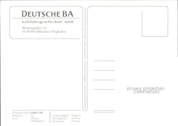 Flugzeuge Zivil Deutsch BA Fokker 100 – Bild 2