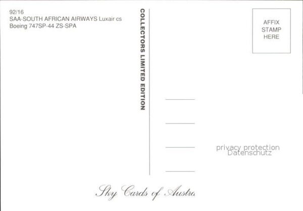 Flugzeuge Zivil SAA-South African Airways Luxair cs Boe – Bild 2