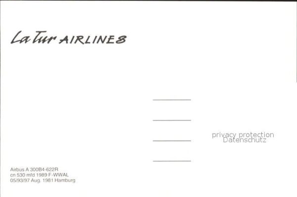 Flugzeuge Zivil La Tur Airlines Airbus A300B4-6222R cn – Bild 2