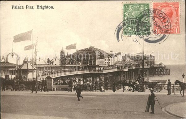 Brighton Hove Palace Pier Stempel auf AK