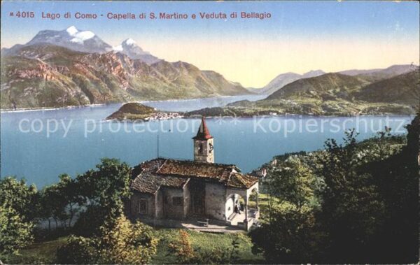 Lago di Como Capella di S Martino e Veduta di Bellag