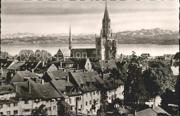 Konstanz Bodensee Kirche Blick zum Säntis Schweizer Alpen