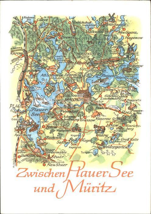 Malchow Zwischen Plauer See und Müritz Landkart