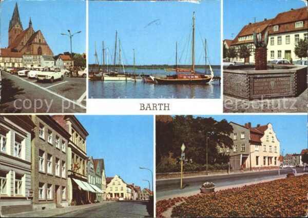 Barth Markt Brunnen Segelboot Ernst Thälmann