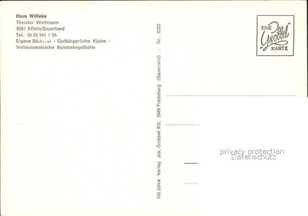 Affeln Haus Willeke Gaststätte Kegelbahn – Bild 2