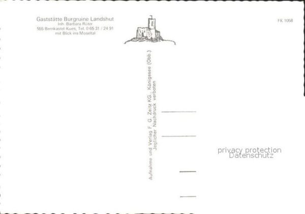 Bernkastel-Kues Gaststätte Burgruine Landshut Blick ins – Bild 2
