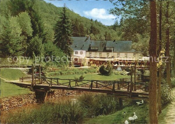 Manderscheid Eifel Hotel Cafe Heidsmühle Gartenterrasse Ba