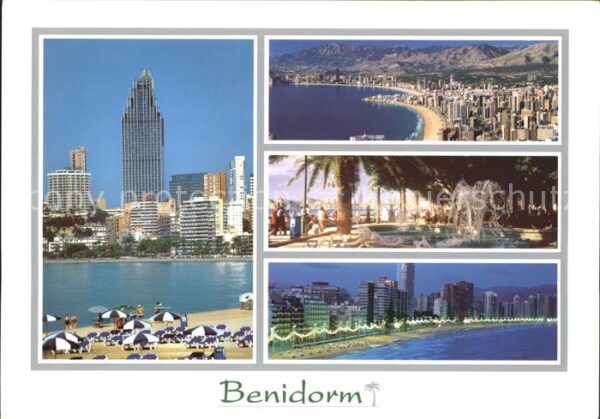 Benidorm Strand Wolkenkratzer Hotels Springbrunn