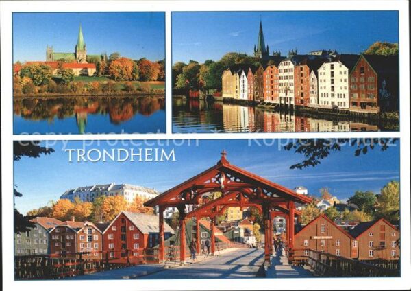 Trondheim Teilansichten Kirche Holzbrücke