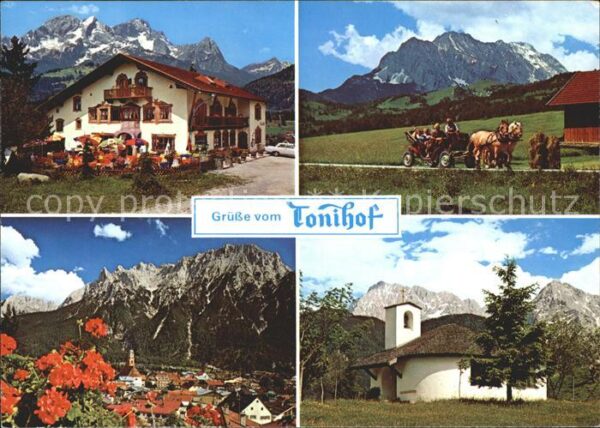 Mittenwald Bayern Hotel Toni-Hof Pferdekutsche Kirche