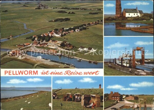 Pellworm Fliegeraufnahme Hafen Alte Kirche