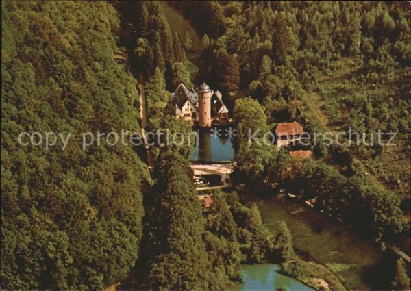 Mespelbrunn Fliegeraufnahme Schloss Spessart