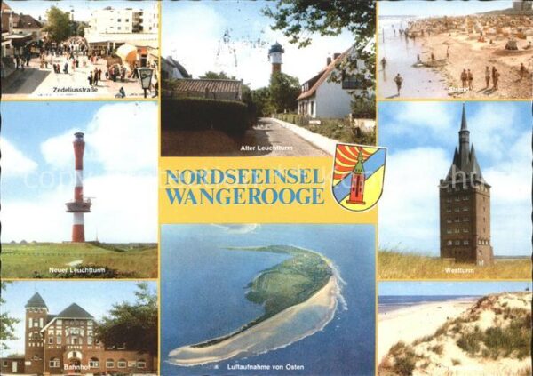 Wangerooge Nordseebad Fliegeraufnahme Bahnhof Neuer Leuchturm
