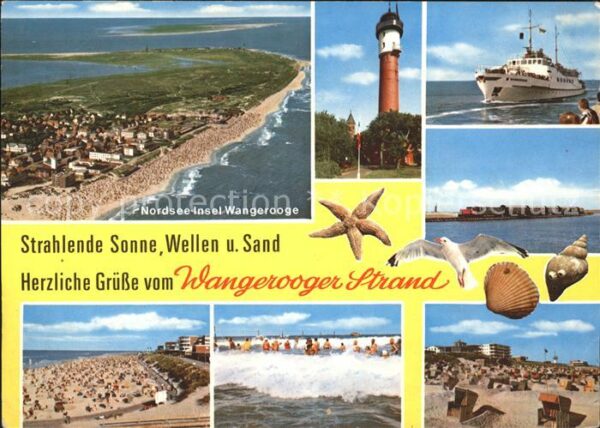 Wangerooge Nordseebad Möwe Schiff Turm Strand