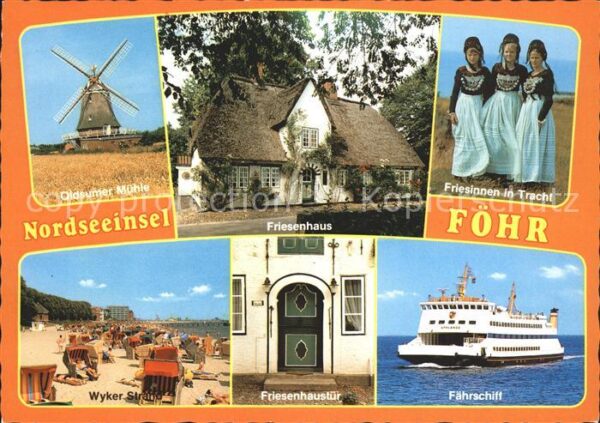 Wyk Foehr Friesinnen Tracht Fährschiff Strand