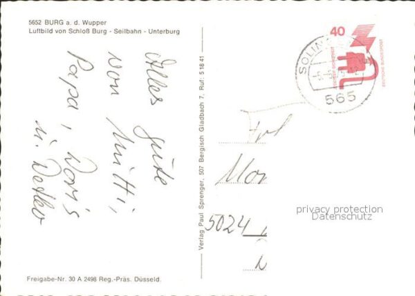 Burg Wupper Fliegeraufnahme Schloss Burg Seilbahn U – Bild 2