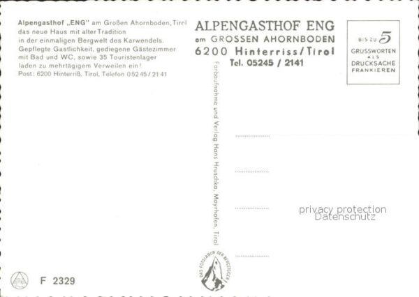 Hinterriss Tirol Alpengasthof Eng am Gr Ahornboden – Bild 2