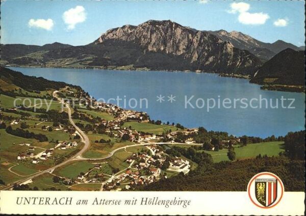 Unterach Attersee mit Höllengebirge Fliegeraufnahme