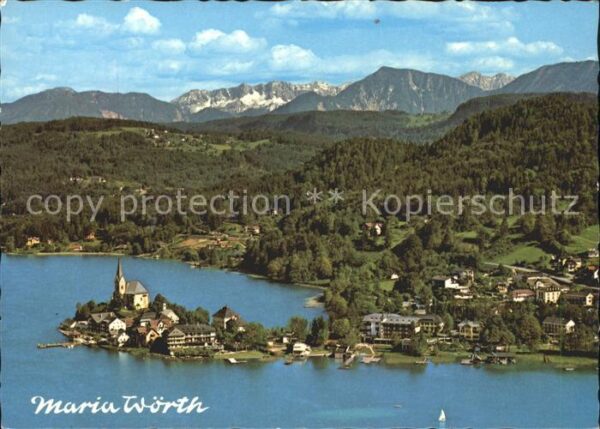 Maria Woerth Woerthersee mit Karawanken Fliegeraufnahme