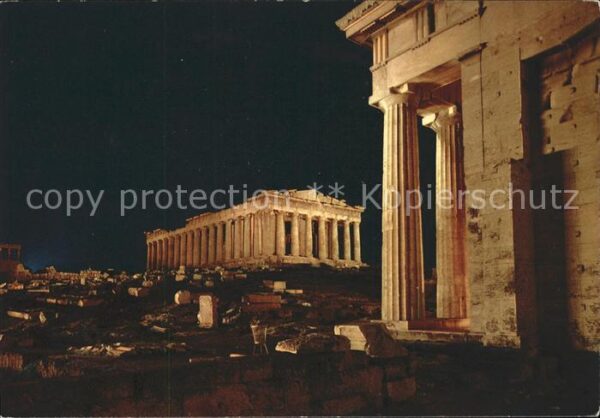 Athens Athen Parthenon und Propylae Tempel beleuchte