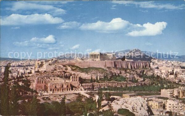 Athenes Athen Panorama mit Akropolis Mount Lycabettus