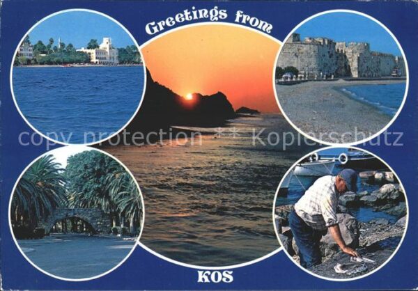 Kos Cos Teilansichten Strand Abendstimmung Fisc