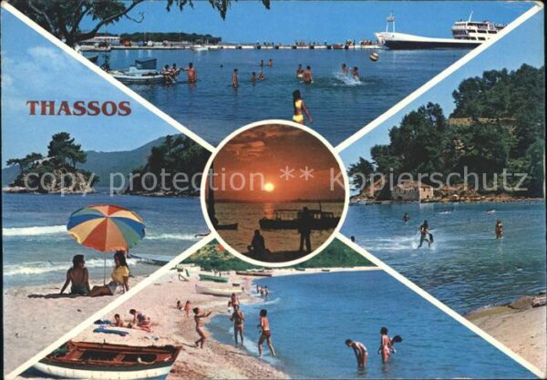 Thassos Strand Abendstimmung Schiff