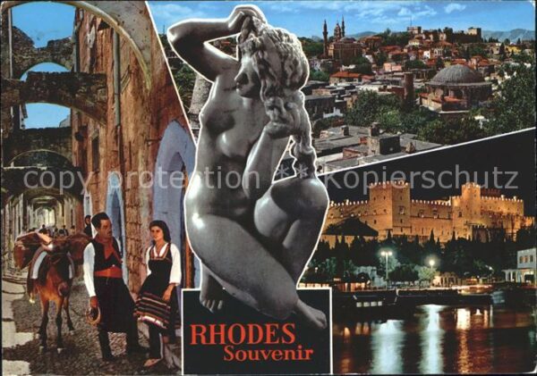 Rhodos Rhodes Aegaeis Altstadt Trachten Statue Ritterpalast b