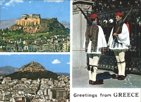 Athenes Athen Stadtbild mit Burgberg Akropolis Wache