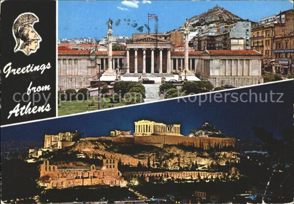 Athenes Athen Beleuchtete Akropolis Tempel Ruine Anti