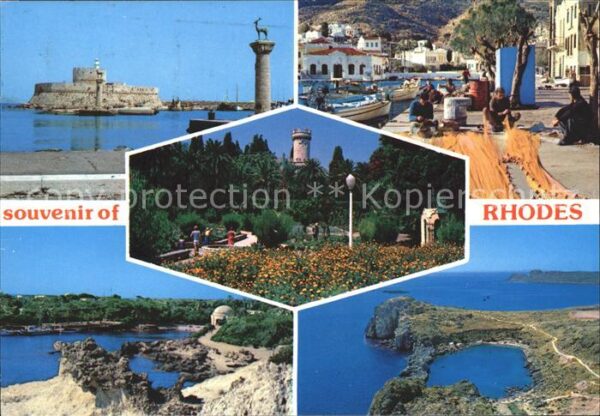 Rhodos Rhodes Aegaeis Festung Fischer Panorama Turm