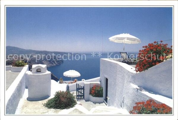 Santorin Aegaeis Panorama von Dachterrasse