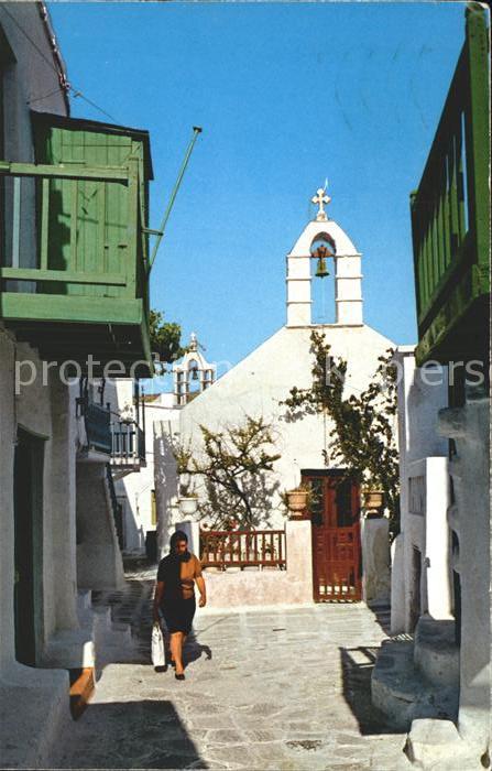 Mykonos Kykladeninsel Aegaeis Dorfpartie Kirche