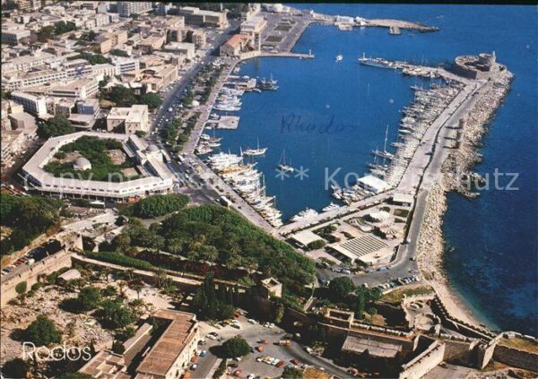 Rhodos Rhodes Aegaeis Hafen Fliegeraufnahme