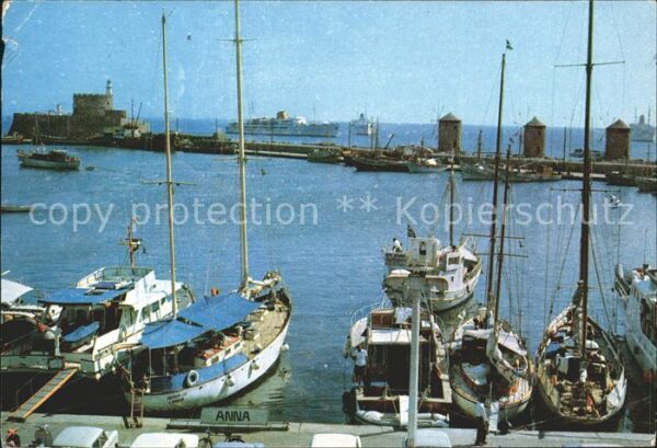 Rhodos Rhodes Aegaeis Mandraki Hafen Segelschiff