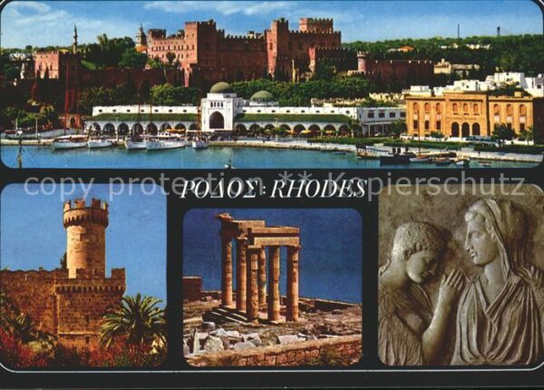 Rhodes Rhodos Greece Grossmeisterpalast Turm Tempel Ruine An
